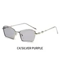 Lunettes de soleil géométriques en métal argenté avec verres violets et détails C4 - Monture Argentée Verre Gris Clair
