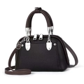 Minimalist large capacity crossbody handbag in black and dark coffee leather for women - Black