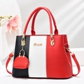 Sac à main chic bicolore noir blanc et rouge en similicuir avec mini pochette amovible - Bordeaux