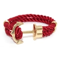 Red braided nautical anchor bracelet with polished gold metal clasp for men and women - Gold Anchor - Red Rope