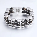 Pulsera para hombre de acero de titanio estilo cadena de moto con resina jaspeada - Patrón de Mármol Negro