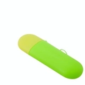 Portable fluorescent green toothbrush case with yellow lid and lanyard for travel - Yellow & Green