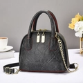 Minimalist grey marble texture tote bag with double handles and gold chain strap - Dark Gray