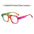 Irregular double bridge sunglasses with rainbow gradient frames and clear lenses - Multicolor Frame Clear Lens