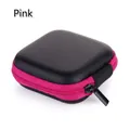 Square black EVA storage case with pink zipper for earphones and charging cables - Regular / Pink