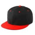 Cappellino da baseball a tesa piatta bicolore nero e rosso da un angolo di 45 gradi - Regolabile / Nero con Tesa Rossa