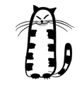 Japanese style ceramic sauce dish with minimalist long black and white cat illustration - Tall Cat