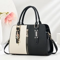 Sac à main tissé élégant noir et beige avec bandoulière réglable pour femmes - Noir