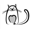 Japanese ceramic seasoning dish with cute minimalist black outline cat and grey heart - Heart Cat