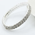 Sparkling double-row crystal stretch bracelet in silver finish for women fashion - Double Row (1325)