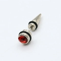 316L titanium steel ear stud with red round zircon and black rubber rings in silver finish - Red Rhinestone Taper Style (0349) / Red