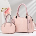Pink snakeskin pattern tote and dumpling bag set with premium golden hardware - Pink