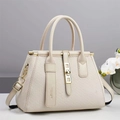 Detailed view of cream tote bag with twill texture and gold metal buckle accents - Off-white