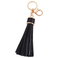 Klassischer Lederquasten-Schlüsselanhänger mit goldenem Verschluss und Ring in elegantem Schwarz - 20cm / Schwarz