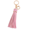 Schicker rosa Lederquasten-Schlüsselanhänger mit goldenem Ring und Karabinerverschluss - 20cm / Rosa