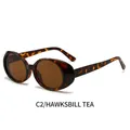 Occhiali da sole ovali retrò con montatura tartarugata vintage e lenti color tè - Montatura Tartarugata Lente Tè