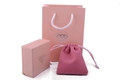 Pink jewelry packaging set including gift box, paper bag, and velvet drawstring pouch - 4-Piece Packaging Set