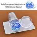 Transparent nail art stamper kit with clear handle silicone head and scraper tool - Fully Transparent Silicone Stamper with Handle and Lid