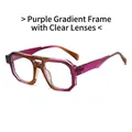 Vintage irregular double bridge sunglasses with gradient purple frame and clear lenses - Gradient Purple Frame / Clear Lenses