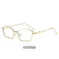 Modern gold metallic fan-shaped sunglasses with stylish irregular geometric frame C6 - Gold Frame Clear White Lens
