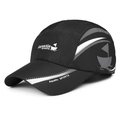 Quick-dry black sports cap with Aquatic SPORTS logo and breathable mesh details - Adjustable / Black