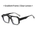 Fashionable oversized glasses featuring a gradual black frame and clear white lenses - Gradient Black Frame Clear Lens