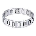 Bracciale da uomo in acciaio al tungsteno con finitura argento lucido a specchio - Argento