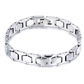 Pulsera de hombre en acero de tungsteno con eslabones geométricos pulidos en color plata - Color Acero