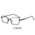 Retro black polygonal full frame sunglasses with geometric diamond temples in C7 style - Black Frame Transparent Lens