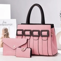 Schickes Set aus rosa gewebten Taschen mit drei Teilen für stilvolles Pendeln im Herbst - Rosa