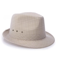 Klassischer beige Strohhut für Herren mit atmungsaktiven Metallösen für optimalen Sonnenschutz - M (56-58cm) / Camel
