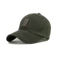Gorra de béisbol de algodón verde oscuro con parche de cuero EDIKO para protección solar - Ajustable / Verde militar con etiqueta marrón