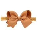 Bandeau bébé marron caramel avec nœud côtelé et grande élasticité pour un confort doux - Brun Caramel