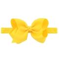 Solid bright yellow bow headband for babies made of high-elasticity ribbed fabric - Bright yellow