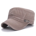 Berretto militare marrone vintage con placca metallica FS Fashion per uomo regolabile - Regolabile / Marrone