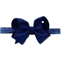 Diadema con lazo azul marino hecha a mano con cinta de groguén y terciopelo elástico - Azul Marino (1)