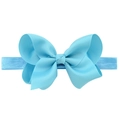 Light blue ribbed bow headband for babies featuring high elasticity and soft fabric - Light Blue