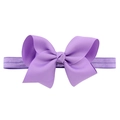 Lavender purple grosgrain ribbon bow on matching elastic headband for infants and babies - 5-Light Purple