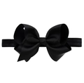 Gros nœud classique en ruban gros-grain noir sur bandeau élastique pour bébé - Noir