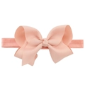 Pink grosgrain ribbon bow on elastic headband for toddlers and girls daily wear - Pink