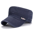 Berretto militare regolabile blu navy in cotone lavato con logo in metallo - Regolabile / Blu