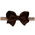 Diadema elástica para bebé con lazo de cinta de falla en color marrón oscuro hecho a mano - Café Oscuro (3)