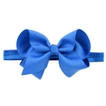 Bright blue ribbed fabric bow headband for babies with high elasticity for comfort - Bright Blue
