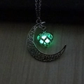 Collar con colgante de luna creciente hueca y corazón luminoso con brillo verde - Amarillo y Verde