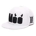 Cappellino da baseball bianco a tesa piatta con ricamo Moo e corna da diavolo - Adulto 56-60cm / Tutto Bianco