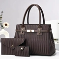Ensemble de 3 sacs marron vintage avec texture plissée et détails métalliques dorés - Café