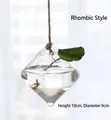 Rhombic hanging glass vase for hydroponic plants with natural hemp rope, 10cm x 9cm - Rhombus Geometry