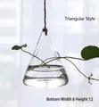 Triangular hanging glass vase for hydroponics with rope, width 8cm, height 12cm - Geometric Triangle