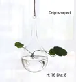 Hanging tear-drop glass hydroponic vase for plants with rope, size 16x8cm - Large Teardrop