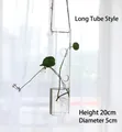 Hanging cylindrical glass hydroponic vase with hemp rope, 20cm height long tube style - Long Tube Shape